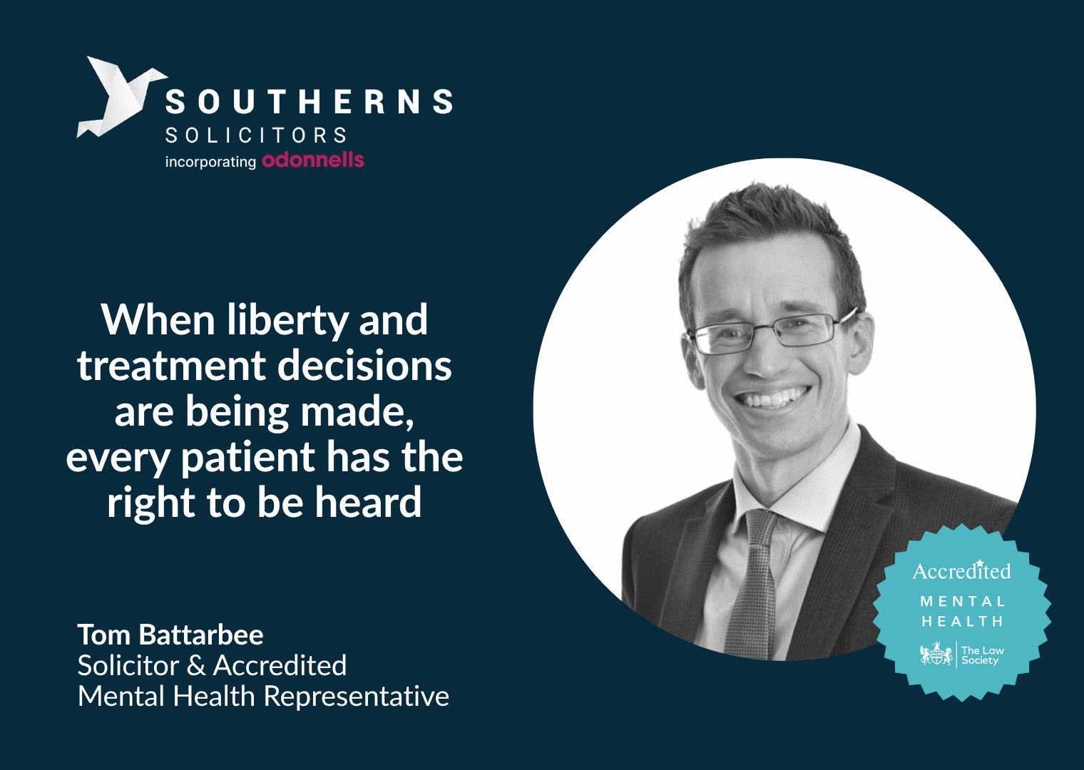 Tom Battarbee, Solicitor & Accredited Mental Health Representative ensuring his mental health law client receives a fair trial.
